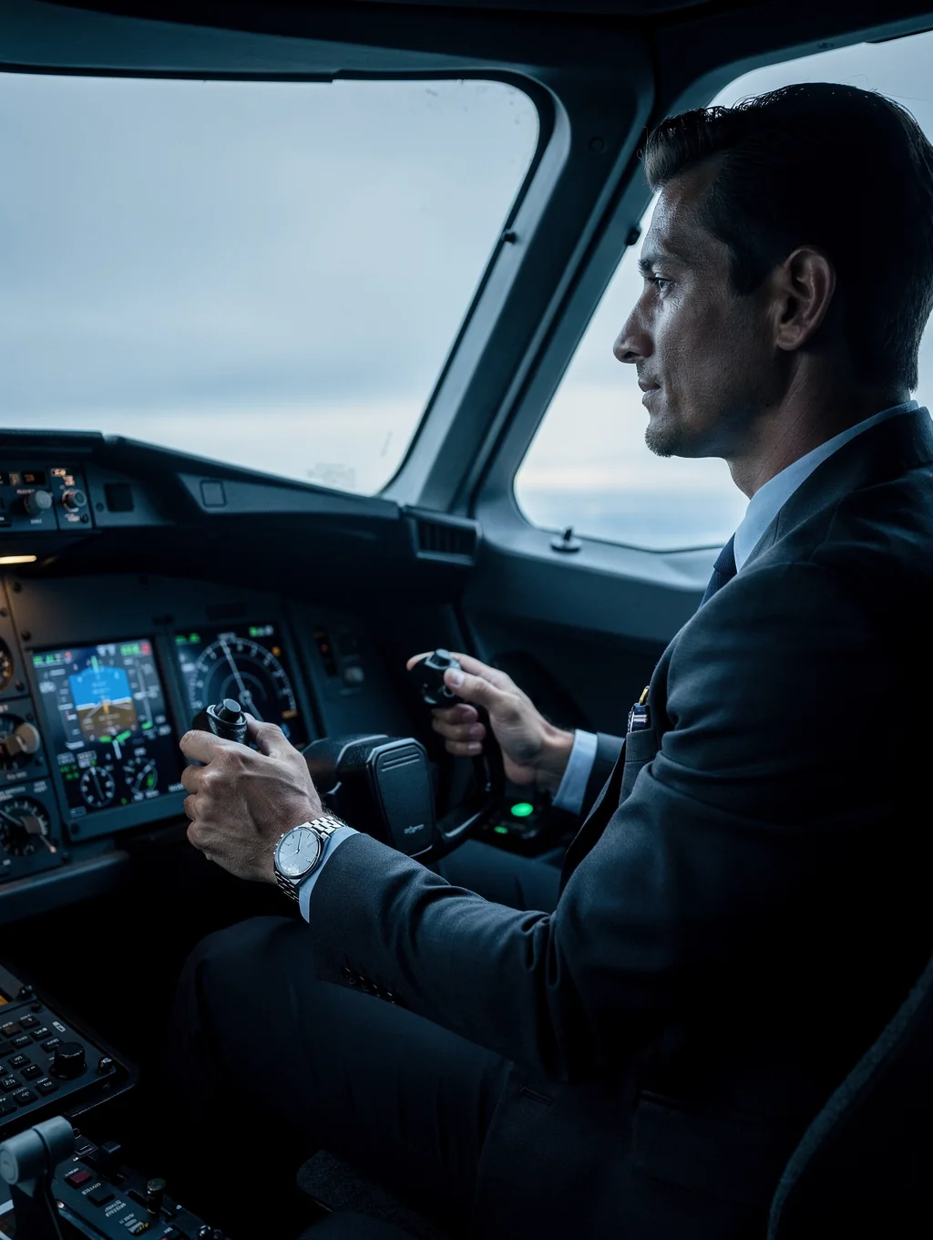 Agustin in cockpit