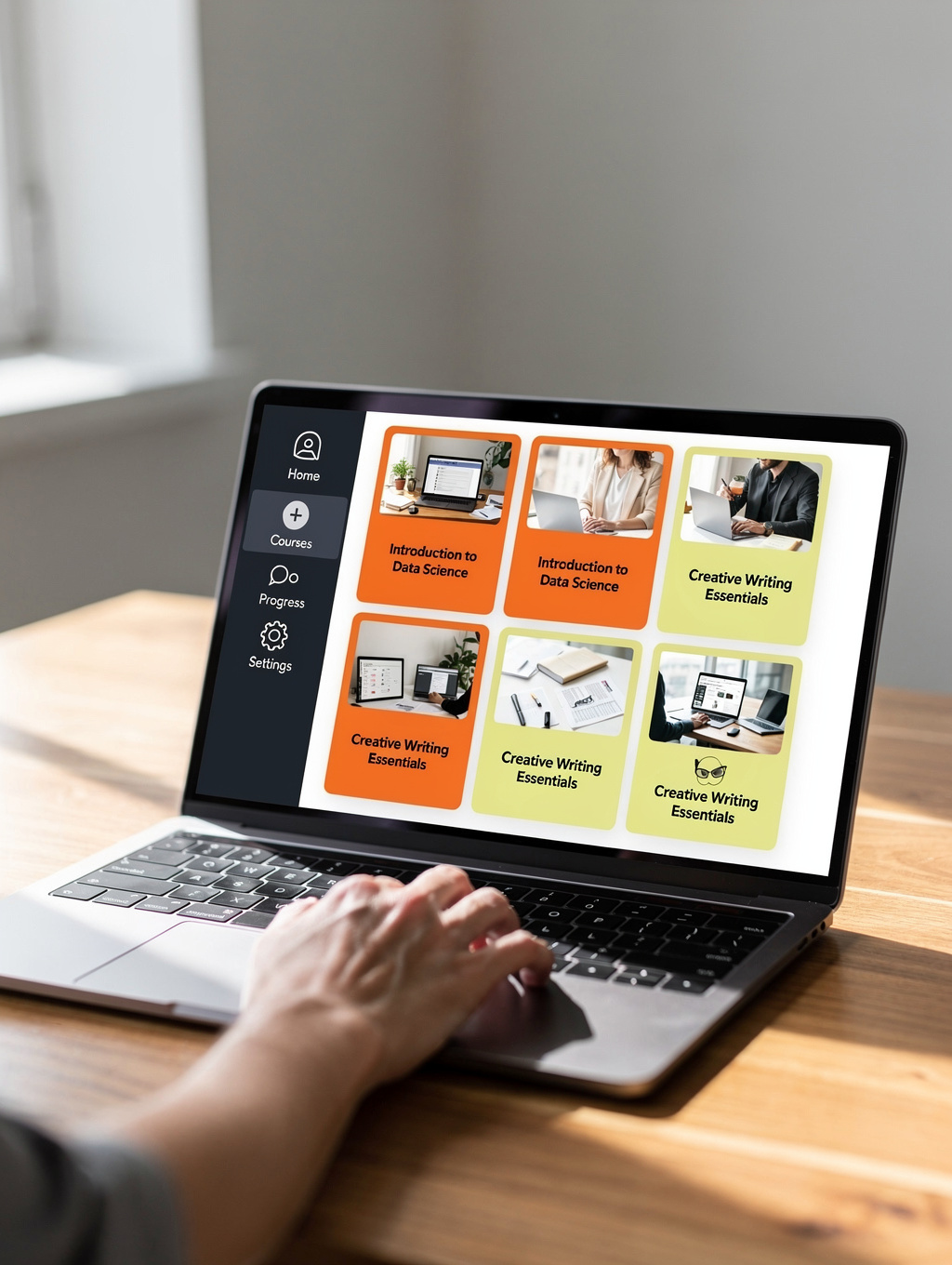 Education Improved digital platform interface showing learning modules